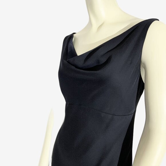 Vintage Y2K Black Chiffon Slip Dress with Cowl Neckline / Made in USA / Small - Picture 8 of 12